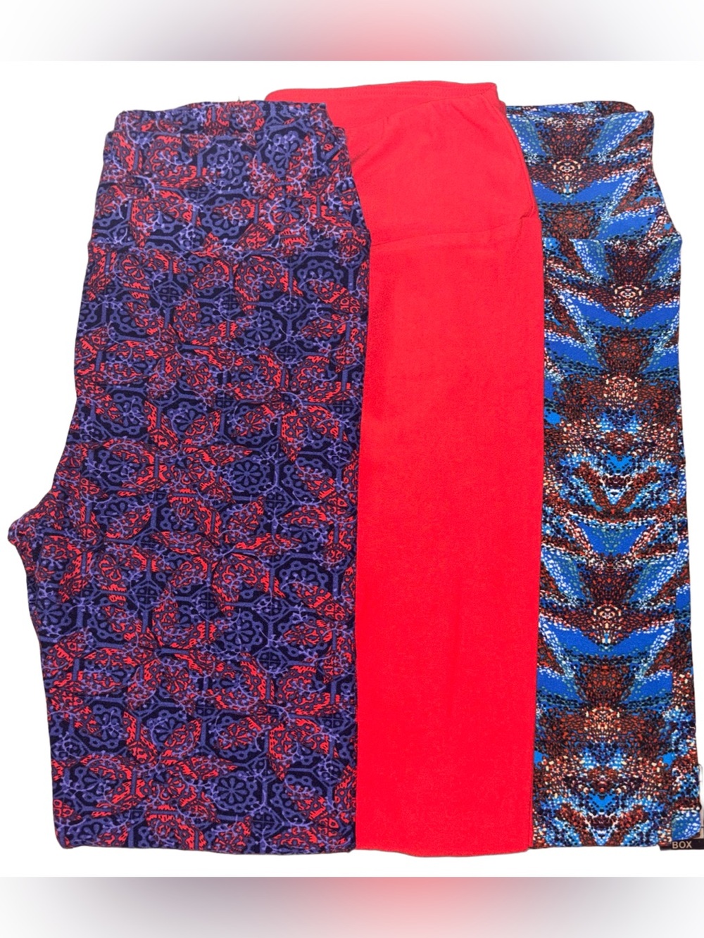 Lot of 3 LuLaRoe Leggings Size OS Solid Bright Red Purple Burnt Orange